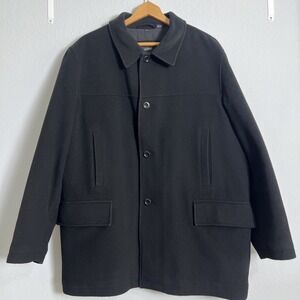 Alfani Vtg Jacket Mens Large Black Wool Blend Quilted Lined Classic Coat Warm